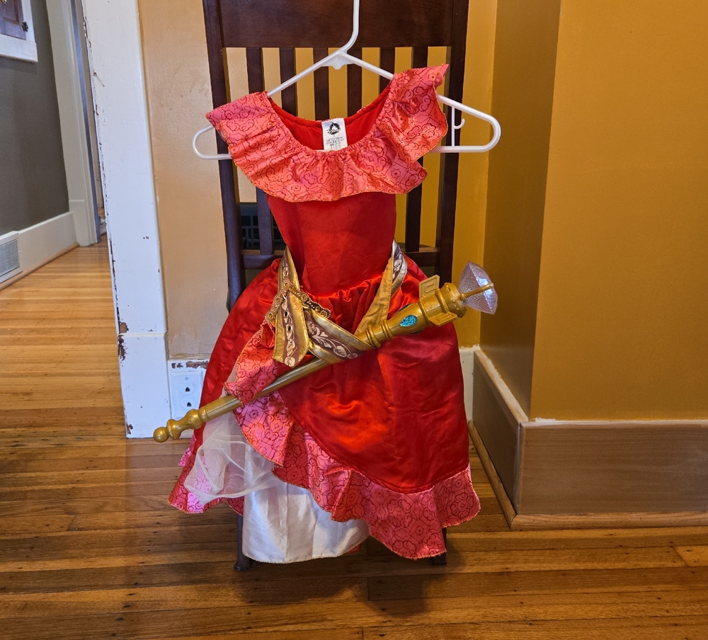 Disney Kids Elena Of Avalor Red Princess Dress with Gold Scepter